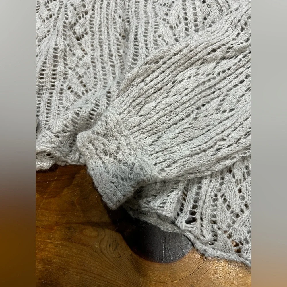 Free People Off-Shoulder Knit Sweater - Gray - Size Medium - Picture 5 of 6